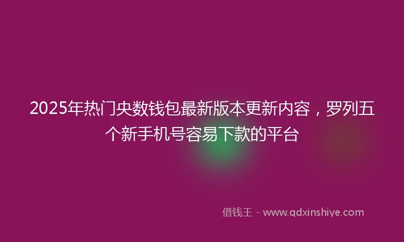 2025年热门央数钱包最新版本更新内容，罗列五个新手机号容易下款的平台