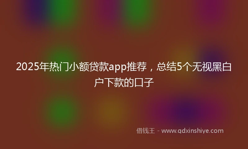 2025年热门小额贷款app推荐，总结5个无视黑白户下款的口子