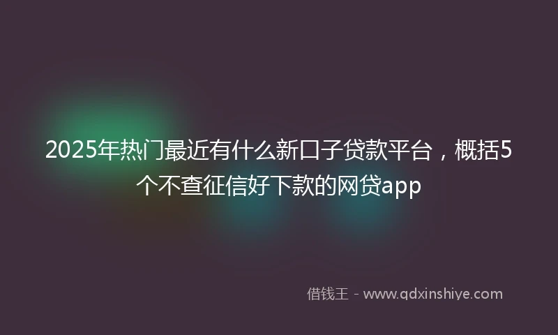 2025年热门最近有什么新口子贷款平台，概括5个不查征信好下款的网贷app
