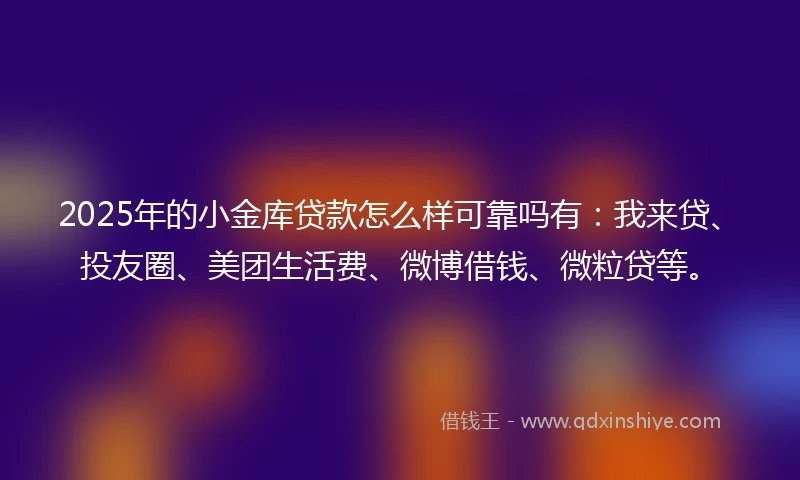 2025年的小金库贷款怎么样可靠吗有：我来贷、投友圈、美团生活费、微博借钱、微粒贷等。