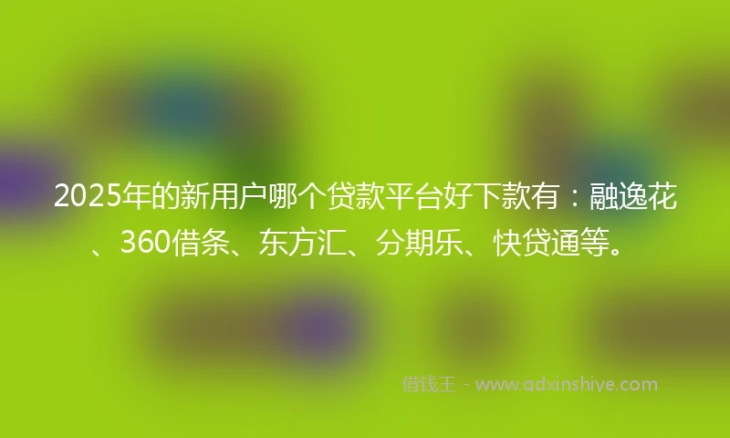2025年的新用户哪个贷款平台好下款有：融逸花、360借条、东方汇、分期乐、快贷通等。