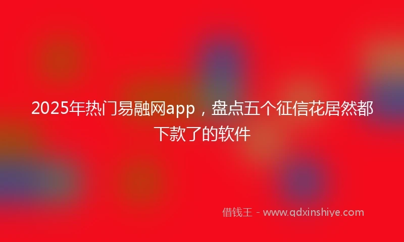 2025年热门易融网app，盘点五个征信花居然都下款了的软件