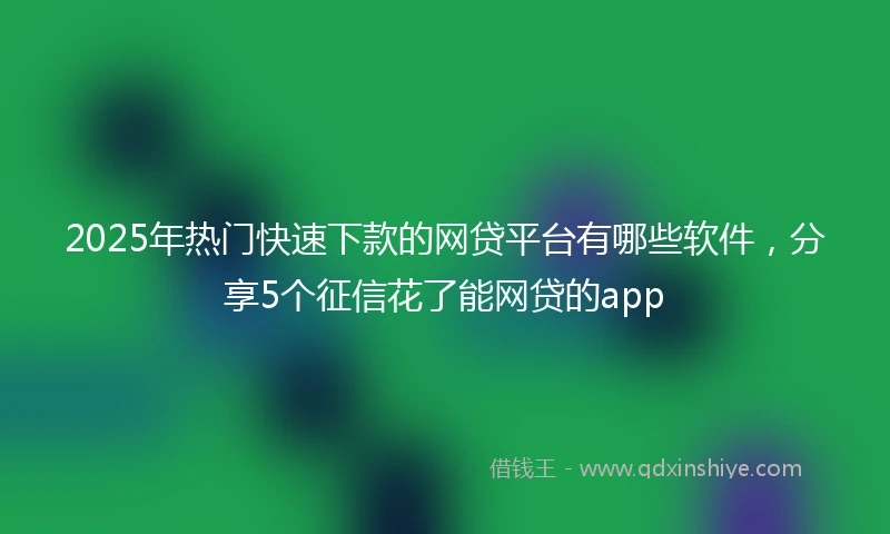 2025年热门快速下款的网贷平台有哪些软件，分享5个征信花了能网贷的app