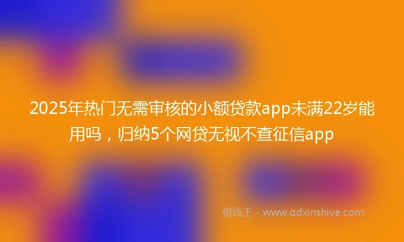 2025年热门无需审核的小额贷款app未满22岁能用吗，归纳5个网贷无视不查征信app
