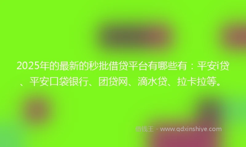 2025年的最新的秒批借贷平台有哪些有：平安i贷、平安口袋银行、团贷网、滴水贷、拉卡拉等。