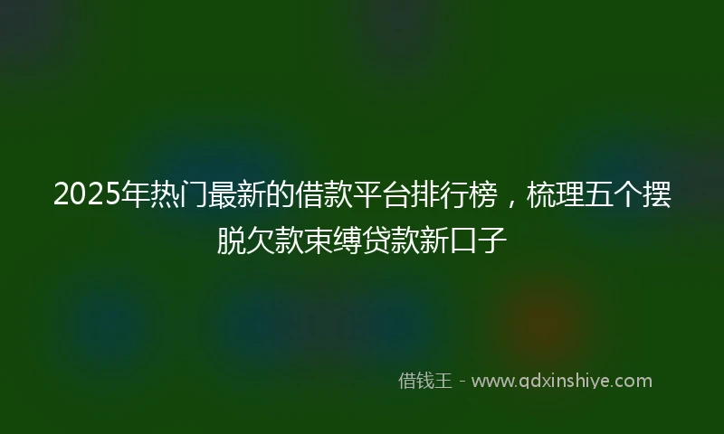 2025年热门最新的借款平台排行榜，梳理五个摆脱欠款束缚贷款新口子
