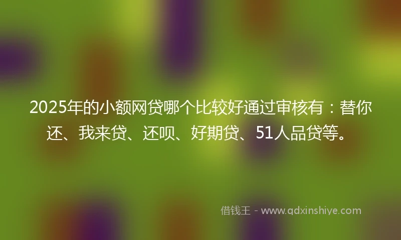 2025年的小额网贷哪个比较好通过审核有：替你还、我来贷、还呗、好期贷、51人品贷等。