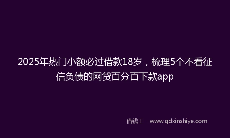 2025年热门小额必过借款18岁，梳理5个不看征信负债的网贷百分百下款app