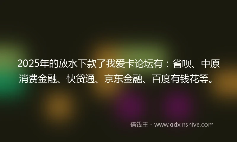 2025年的放水下款了我爱卡论坛有：省呗、中原消费金融、快贷通、京东金融、百度有钱花等。