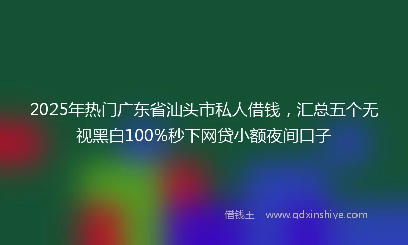 2025年热门广东省汕头市私人借钱，汇总五个无视黑白100%秒下网贷小额夜间口子