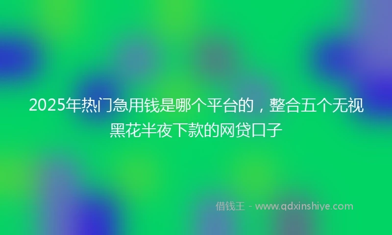 2025年热门急用钱是哪个平台的，整合五个无视黑花半夜下款的网贷口子