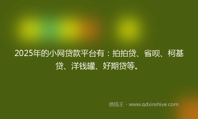 2025年的小网贷款平台有：拍拍贷、省呗、柯基贷、洋钱罐、好期贷等。