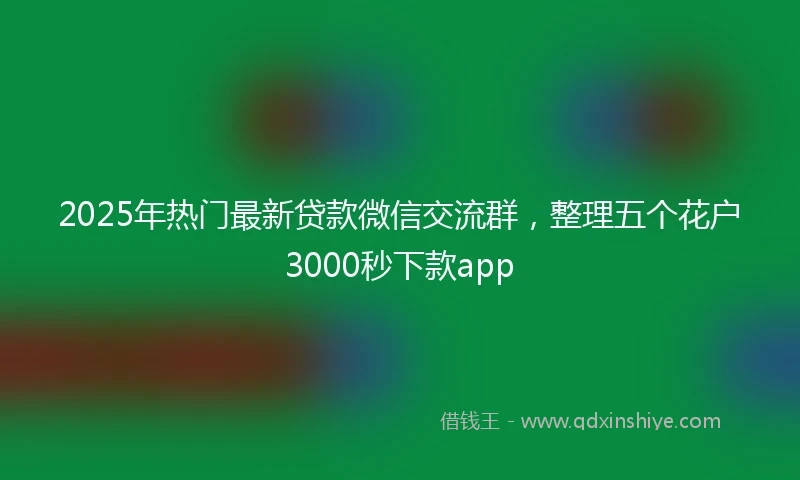 2025年热门最新贷款微信交流群，整理五个花户3000秒下款app