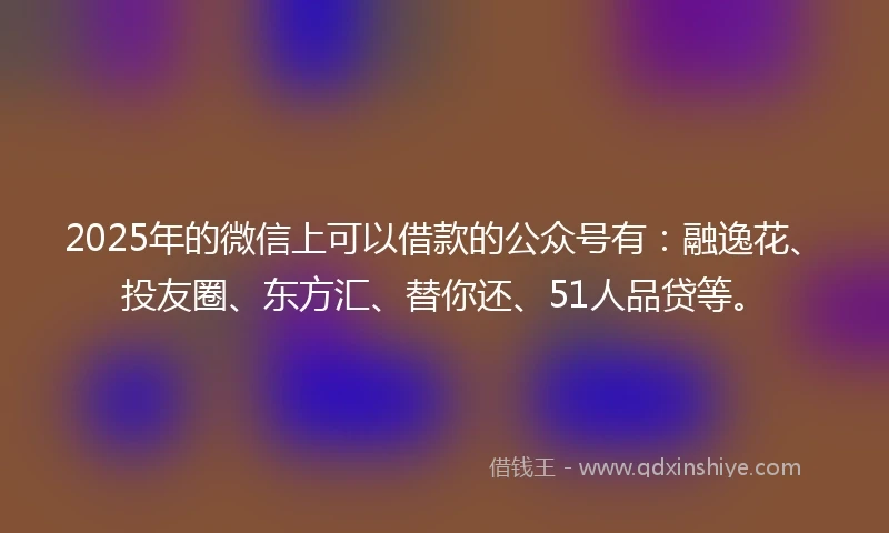 2025年的微信上可以借款的公众号有：融逸花、投友圈、东方汇、替你还、51人品贷等。