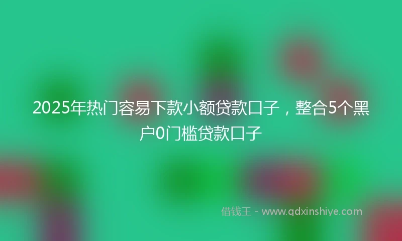 2025年热门容易下款小额贷款口子，整合5个黑户0门槛贷款口子