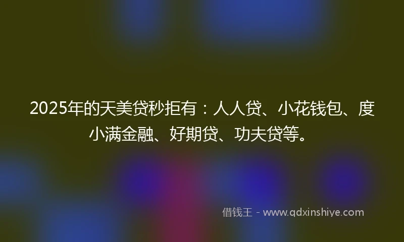 2025年的天美贷秒拒有：人人贷、小花钱包、度小满金融、好期贷、功夫贷等。