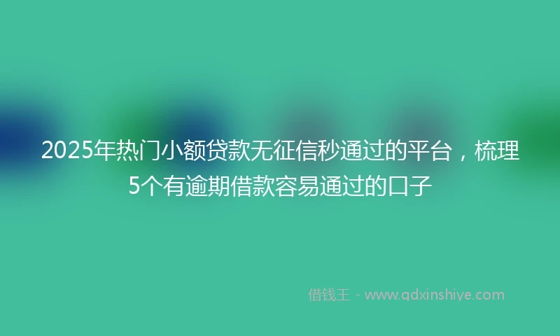 2025年热门小额贷款无征信秒通过的平台，梳理5个有逾期借款容易通过的口子