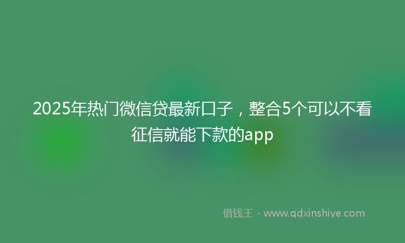 2025年热门微信贷最新口子，整合5个可以不看征信就能下款的app