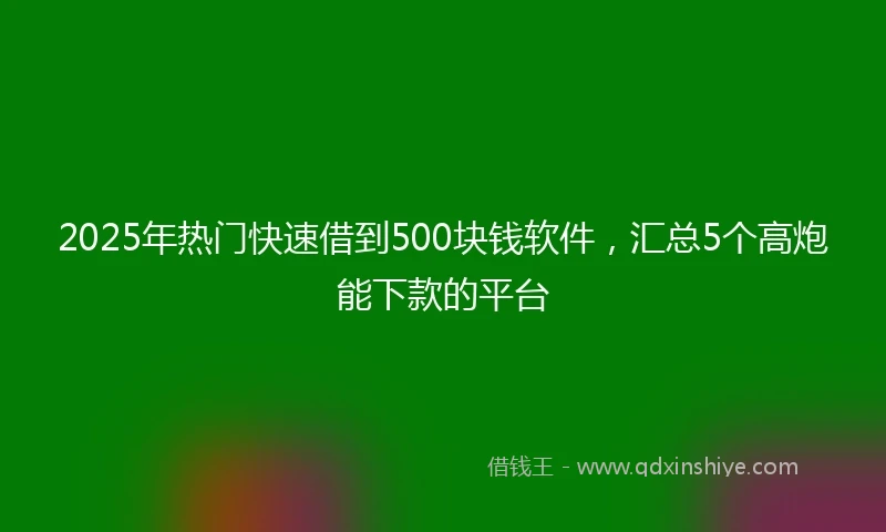 2025年热门快速借到500块钱软件，汇总5个高炮能下款的平台