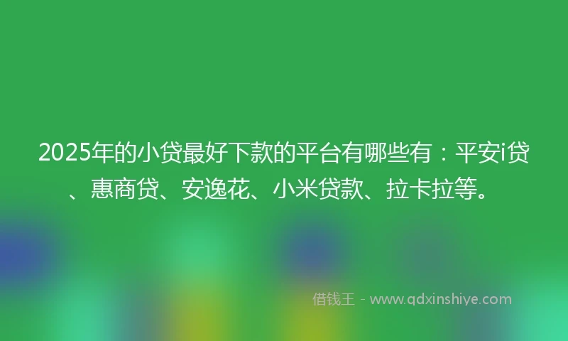 2025年的小贷最好下款的平台有哪些有：平安i贷、惠商贷、安逸花、小米贷款、拉卡拉等。