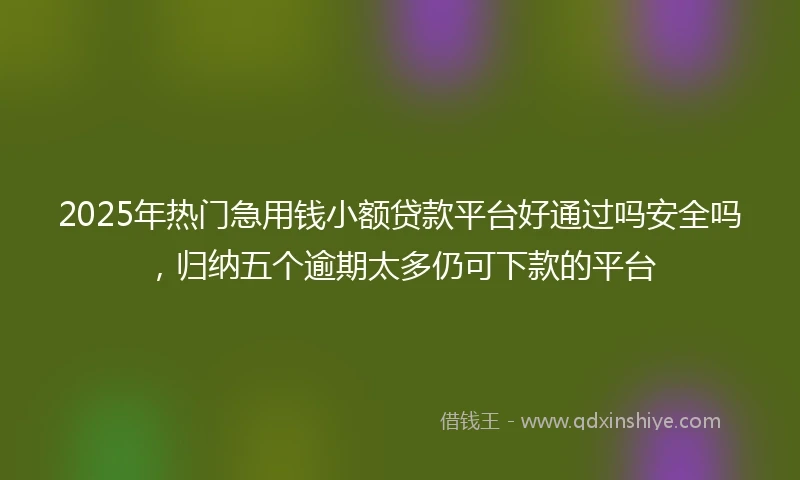 2025年热门急用钱小额贷款平台好通过吗安全吗，归纳五个逾期太多仍可下款的平台