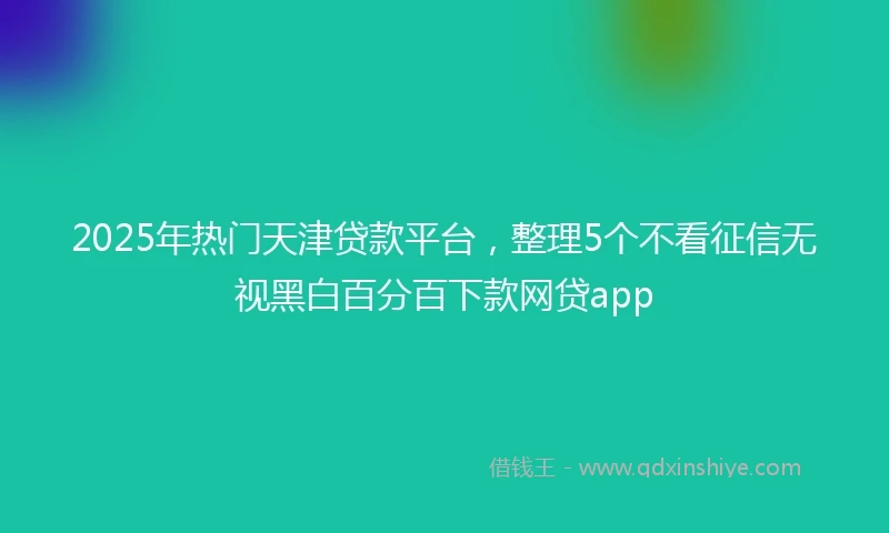 2025年热门天津贷款平台，整理5个不看征信无视黑白百分百下款网贷app