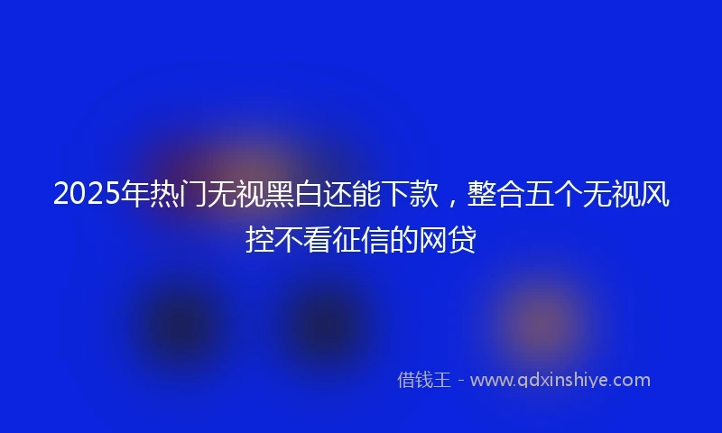 2025年热门无视黑白还能下款，整合五个无视风控不看征信的网贷