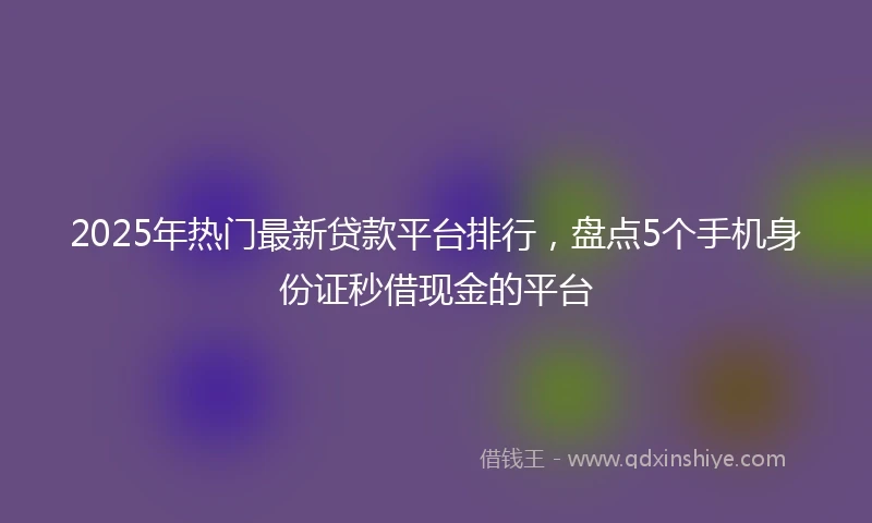 2025年热门最新贷款平台排行，盘点5个手机身份证秒借现金的平台