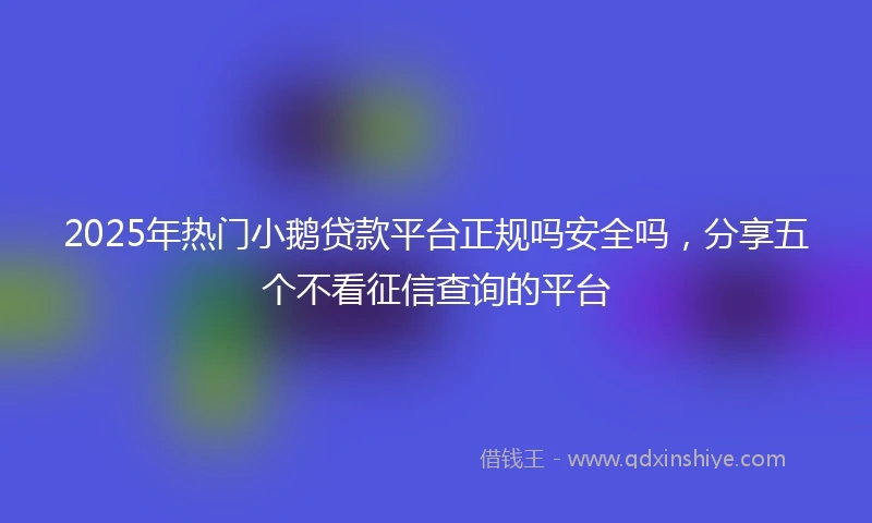 2025年热门小鹅贷款平台正规吗安全吗，分享五个不看征信查询的平台