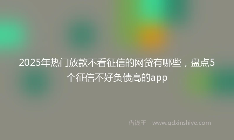 2025年热门放款不看征信的网贷有哪些，盘点5个征信不好负债高的app