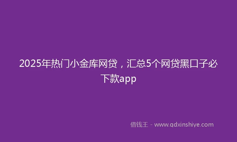 2025年热门小金库网贷，汇总5个网贷黑口子必下款app