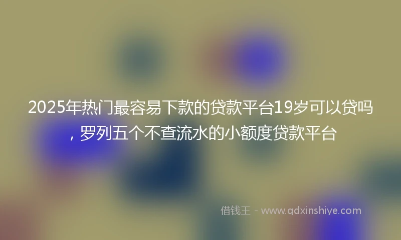 2025年热门最容易下款的贷款平台19岁可以贷吗，罗列五个不查流水的小额度贷款平台