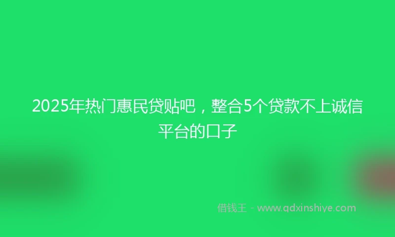 2025年热门惠民贷贴吧，整合5个贷款不上诚信平台的口子