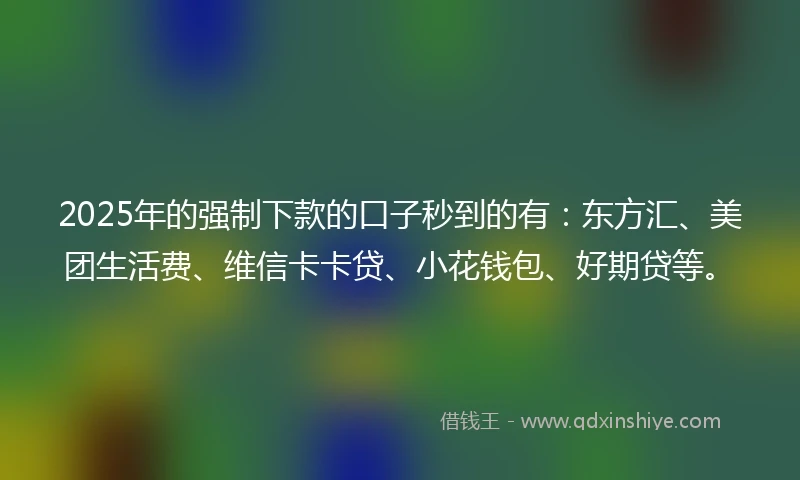 2025年的强制下款的口子秒到的有：东方汇、美团生活费、维信卡卡贷、小花钱包、好期贷等。