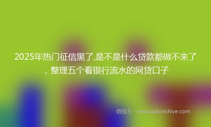 2025年热门征信黑了,是不是什么贷款都做不来了，整理五个看银行流水的网贷口子