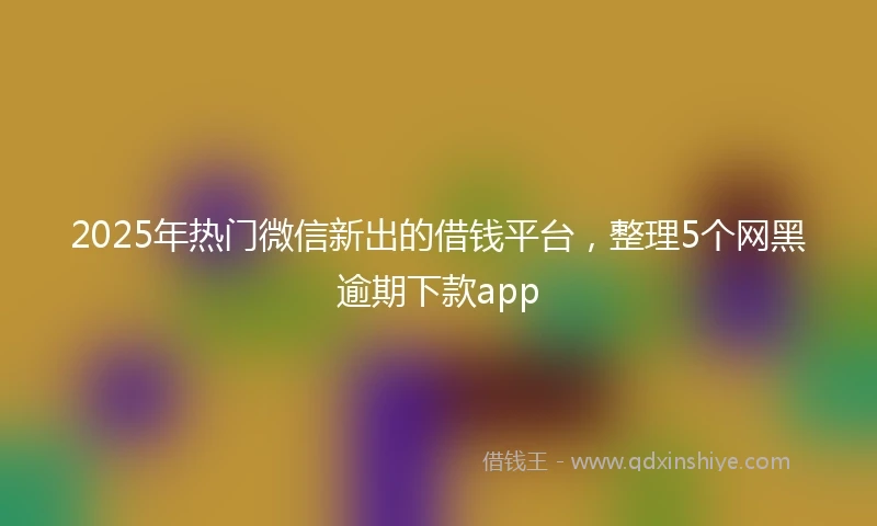 2025年热门微信新出的借钱平台，整理5个网黑逾期下款app