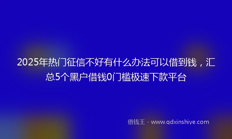 2025年热门征信不好有什么办法可以借到钱，汇总5个黑户借钱0门槛极速下款平台