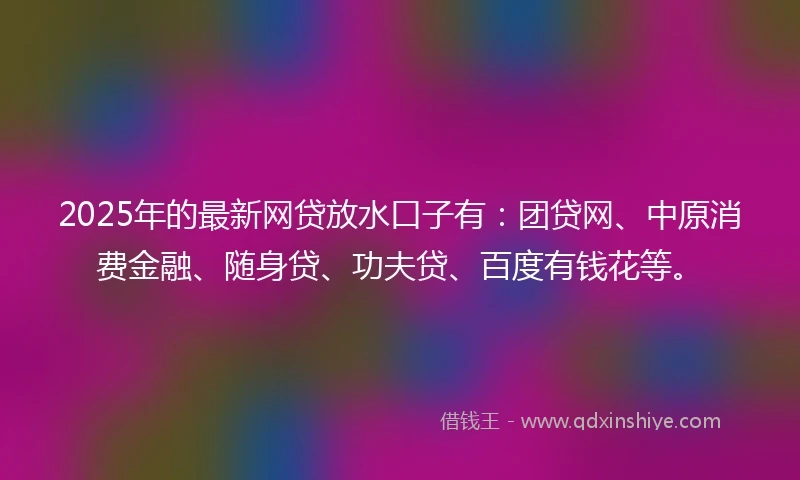2025年的最新网贷放水口子有：团贷网、中原消费金融、随身贷、功夫贷、百度有钱花等。