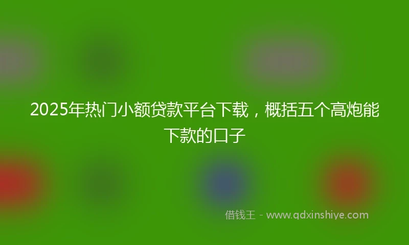2025年热门小额贷款平台下载，概括五个高炮能下款的口子