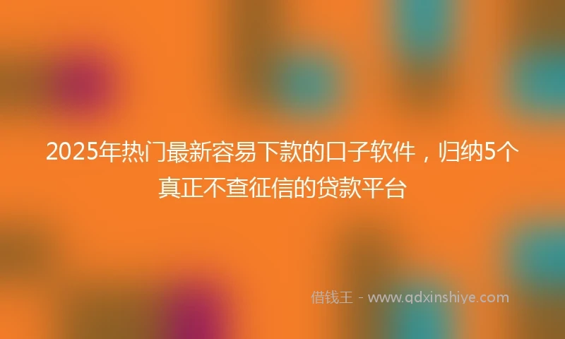 2025年热门最新容易下款的口子软件，归纳5个真正不查征信的贷款平台