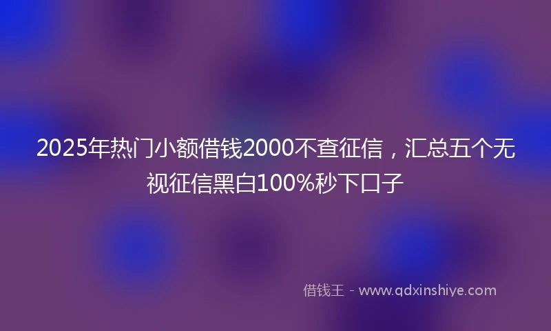 2025年热门小额借钱2000不查征信，汇总五个无视征信黑白100%秒下口子