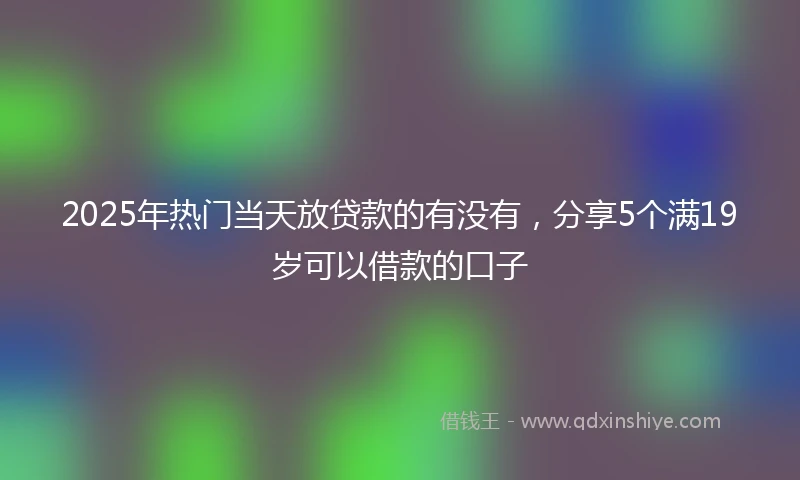 2025年热门当天放贷款的有没有，分享5个满19岁可以借款的口子