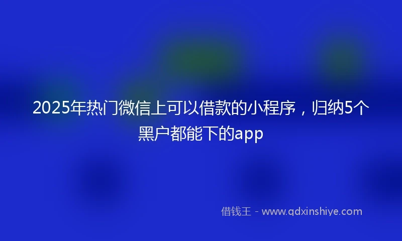 2025年热门微信上可以借款的小程序，归纳5个黑户都能下的app