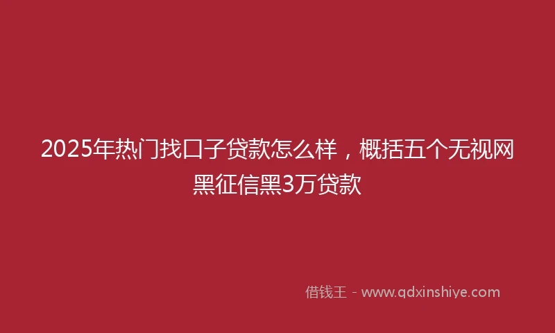 2025年热门找口子贷款怎么样，概括五个无视网黑征信黑3万贷款