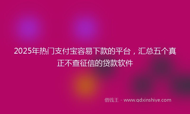 2025年热门支付宝容易下款的平台，汇总五个真正不查征信的贷款软件