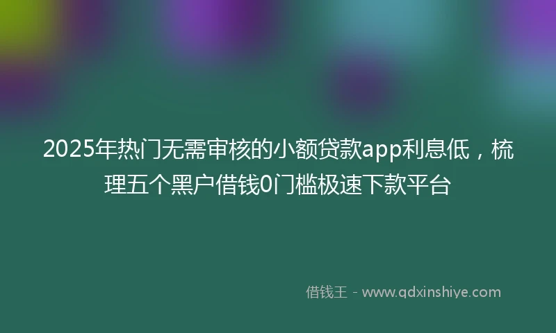 2025年热门无需审核的小额贷款app利息低，梳理五个黑户借钱0门槛极速下款平台