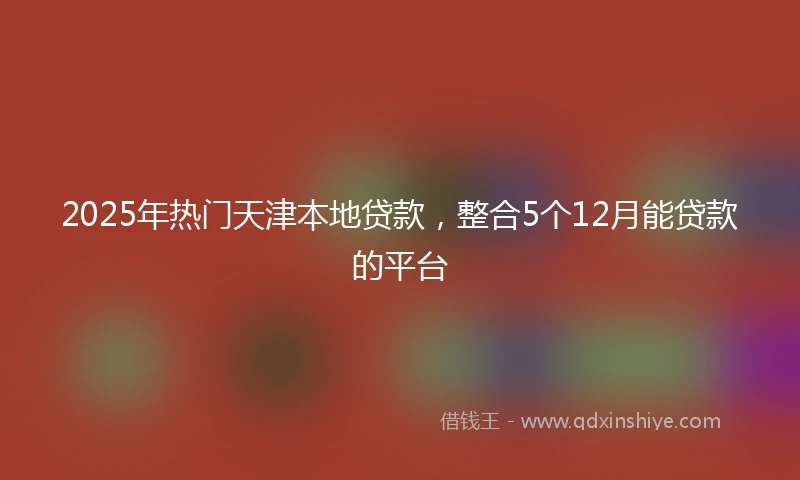 2025年热门天津本地贷款，整合5个12月能贷款的平台