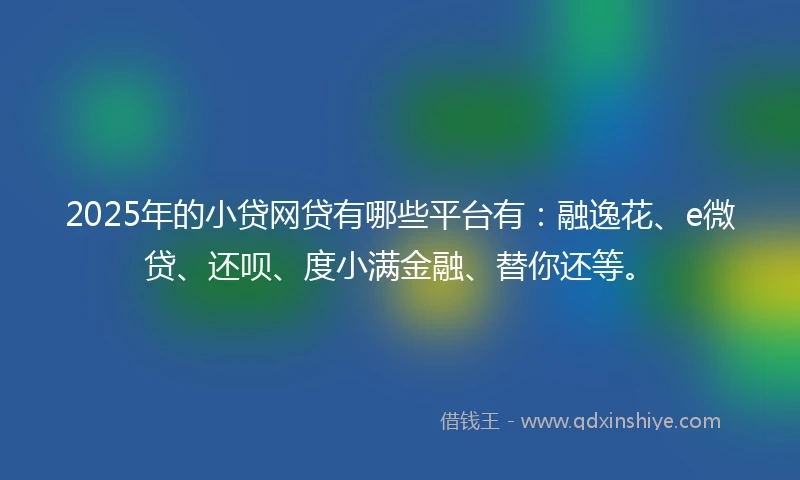 2025年的小贷网贷有哪些平台有：融逸花、e微贷、还呗、度小满金融、替你还等。