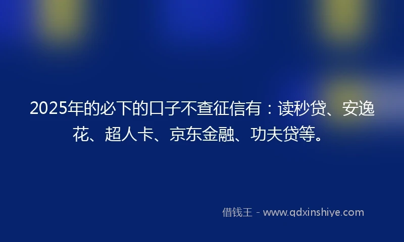2025年的必下的口子不查征信有：读秒贷、安逸花、超人卡、京东金融、功夫贷等。