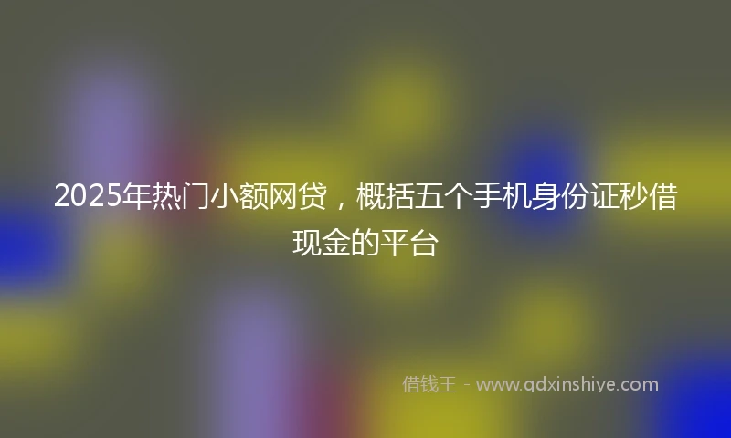2025年热门小额网贷，概括五个手机身份证秒借现金的平台